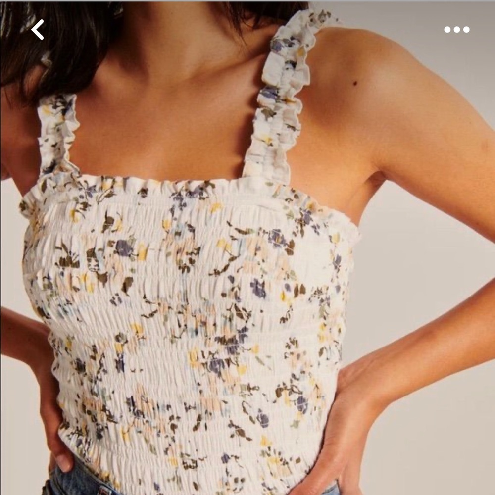 Abercrombie & Fitch Smocked Wide Strap Floral Cami